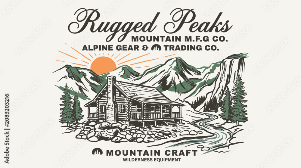 Foto Rugged peaks mountain illustration