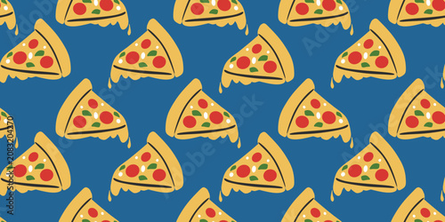 Illustration of pizza pattern with cute drawing cartoon vector