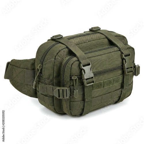 Durable Tactical Waist Bag for Outdoor Activities and Military Style Gear Storage in Olive Green