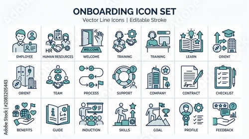 Onboarding Icon Set With Vector Line Art and Editable Stroke