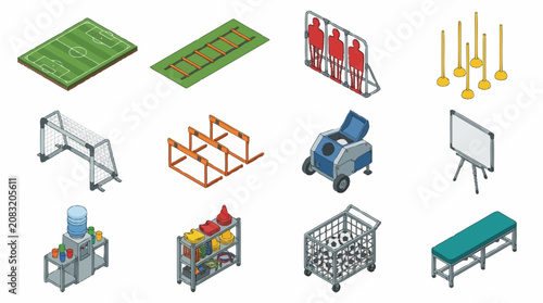 Tableau sur toile Isometric illustration of industrial equipment and tools.