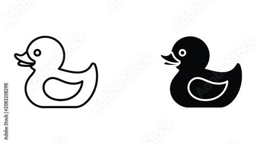 Photos Professional Minimal Vector Icon Rubber duck toy icon set Editable Stroke, Outli