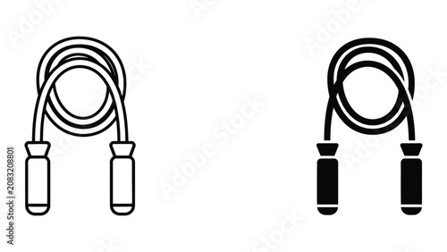 Professional Minimal Vector Icon Jump rope exercise fitness icon Editable Stroke, Outline and Solid Style, Black Monochrome, Isolated on White Background