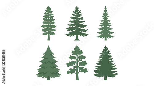 Collection of evergreen tree silhouettes