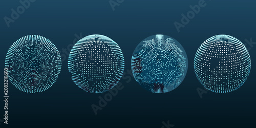 Konstfotografi digital wireframe globes vector illustration geometric sphere