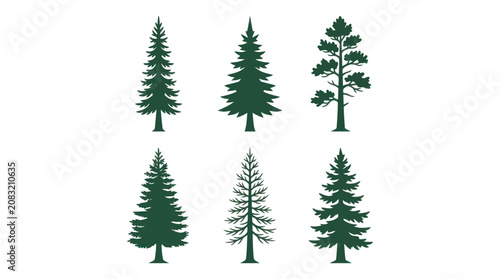 Collection of evergreen tree silhouettes