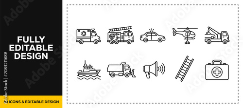 Bild auf Leinwand flat vector illustration line art icon bundle set design showcasing emergency re
