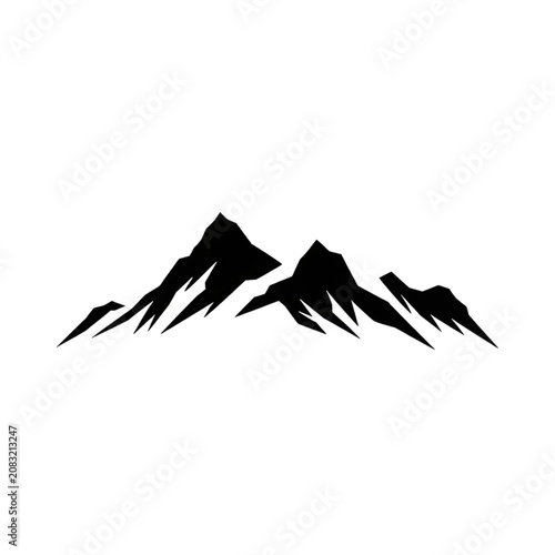 Mountain silhouette landscape isolated on white background