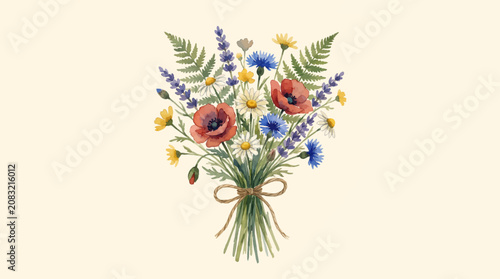 Φωτογραφία Watercolor Wildflower Bouquet Vector Illustration