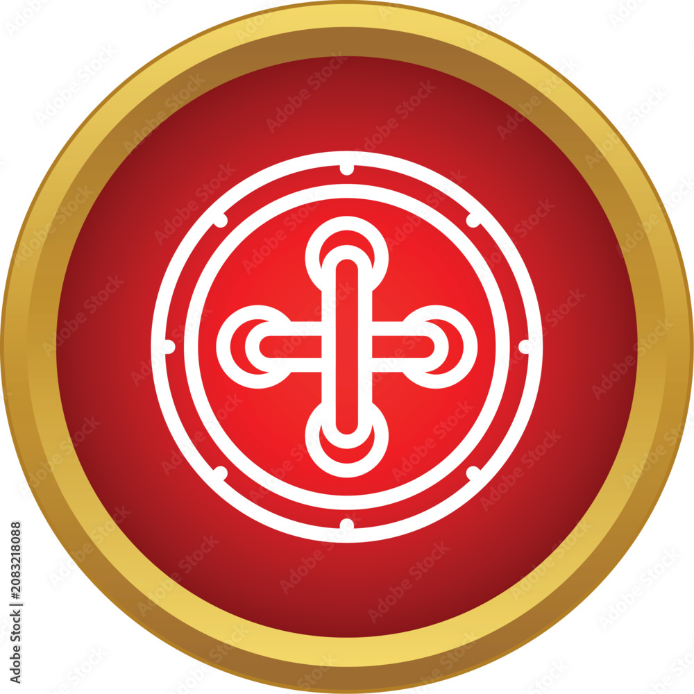 Fototapeta premium Round shield with central boss providing protection, safety, and defense emblem