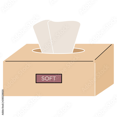Flat illustration of a tissue box with tissues