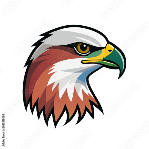Flat vector illustration of an eagle head in profile