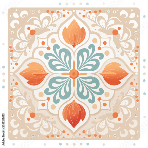 Colorful Mandala Pattern with Floral and Geometric Design