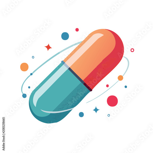 Colorful medical capsule vector illustration