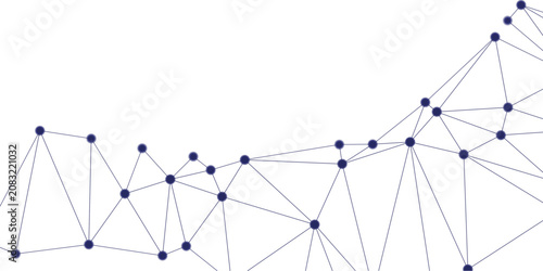 Network connection structure with nodes and lines on white background