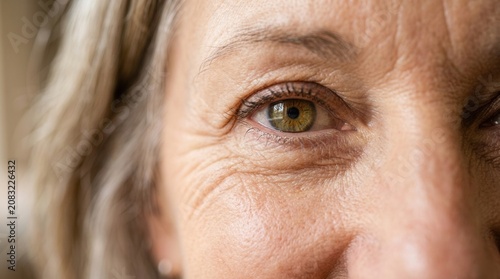 Close-up of mature woman's eye with authentic expression