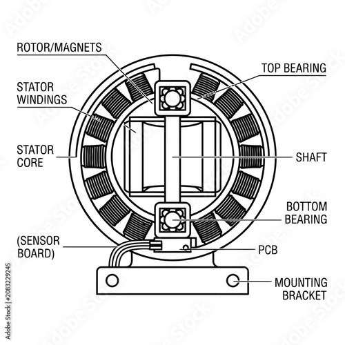 Bild auf Leinwand Brushless Gimbal Motor Cross Section Technical Diagram