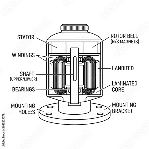 Cuadro en lienzo Brushless Gimbal Motor Technical Cross Section Diagram