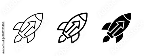 Photos Rocket Ship Icons, Startup Growth Symbols, Launch Success Vector Graphics