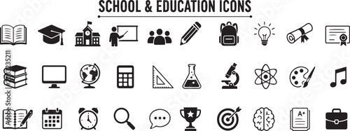 Obraz na płótnie School and education icons set for learning and academic themes