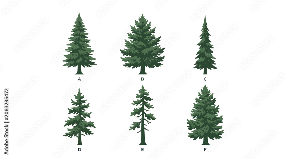 Fototapeta premium Variety of evergreen trees collection
