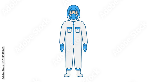 Person in Hazmat Suit with Respirator Mask, Protective Gear for Biohazard or Pandemic