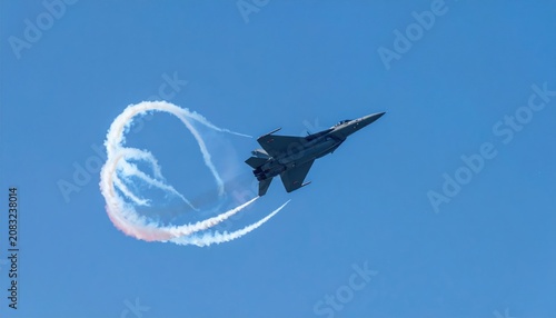 Fighter Jet Performing Aerobatic Maneuver.