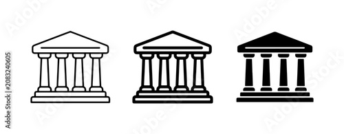 Classical Building Icons: Government, Law, Finance, Education, Architecture Styles