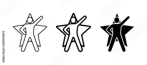 Fotografía Star person icon set, human figure with star background, winner and celebrity si