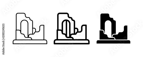 Foto Ancient ruins icon set, historical building remains vector, archaeological site