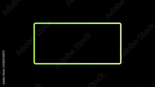 Animated glowing neon frame with smoothly changing colors on a transparent background. Modern graphic overlay designed for video editing, streaming, social media, presentations and motion graphics.