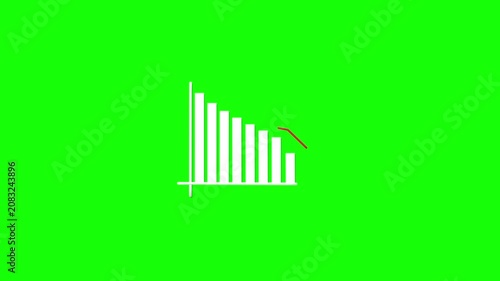 Animated upward trend chart isolated on a green screen background. 