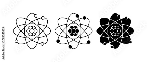 Photos Atomic Structure Icons: Scientific Atom Models, Physics Symbols, and Chemistry D