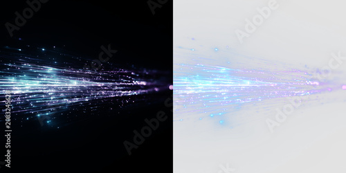 Slika na platnu Light streaks move quickly on a transparent background with colors of blue and p