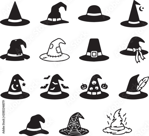set of silhouettes of christmas icons