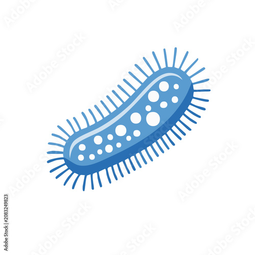 Blue bacterium with flagella and internal circles