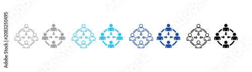Foto Team centralization connection icon with people directed inward centralization c