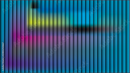 Abstract vertical blue slats background, colorful gradient stripes with neon light effects, modern geometric texture for digital wallpaper and web design