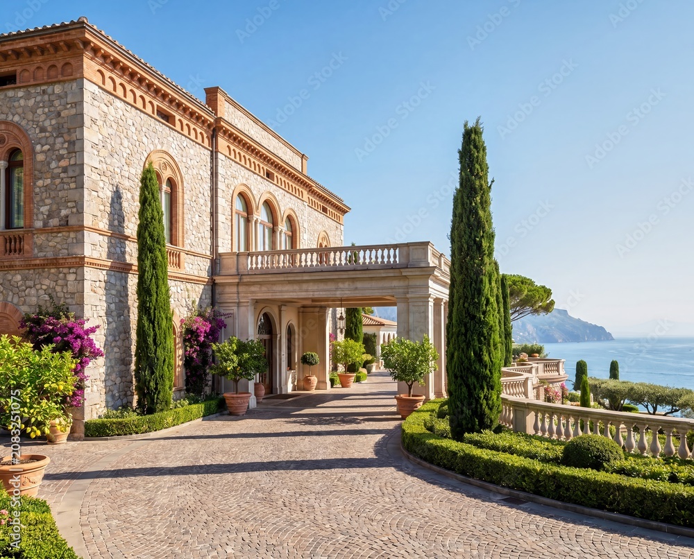 Fototapeta premium Luxury Mediterranean resort architecture in a coastal setting