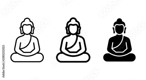 Bild auf Leinwand Buddha Icons Set, Meditation Symbol, Zen Buddhism Vector Art, Spiritual Enlighte