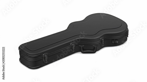 Black guitar hardcase isolated on white.
