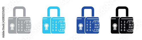 Heavy duty digital combination security padlock icon with security combination protection mechanical password encryption silhouette isolated authorized mechanism hardware