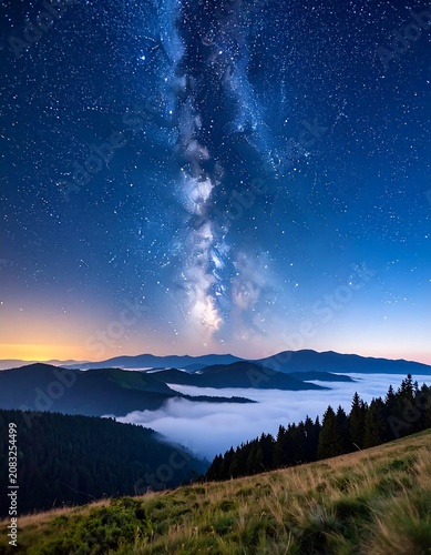 Milky Way Galaxy Over Mountain Landscape.