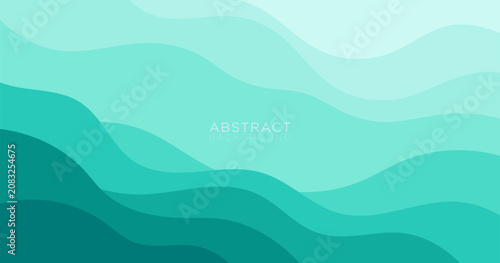 Abstract Turquoise Ocean Wave Background with Layered Flowing Curves and Minimal Design
