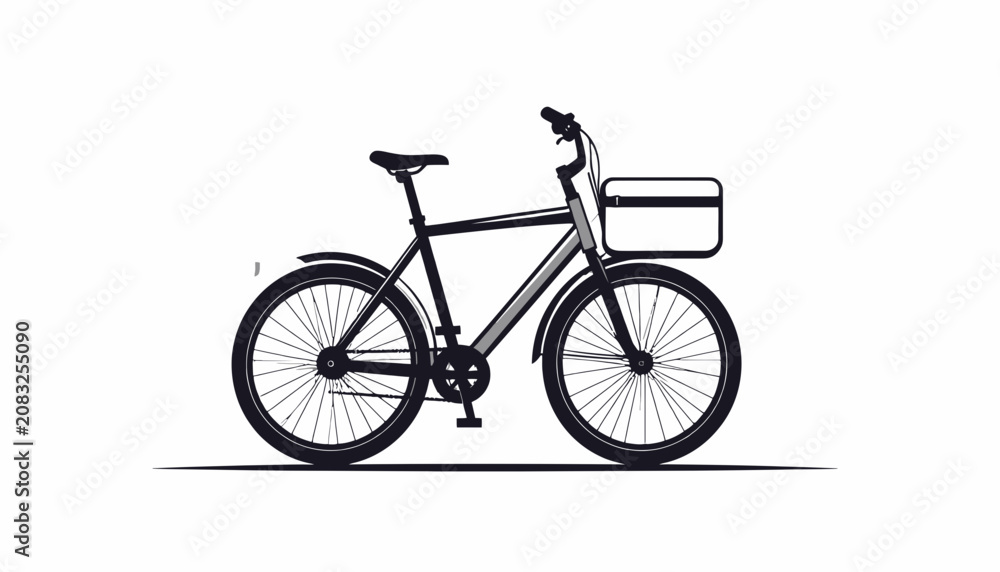 Obraz premium Black bicycle with basket attached.