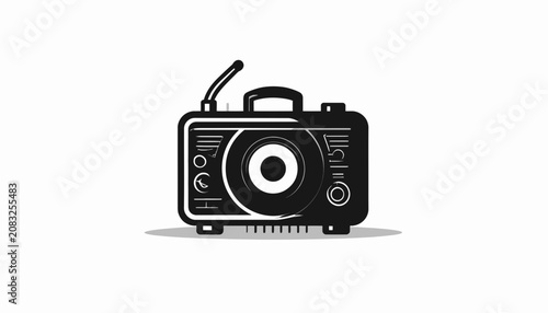 Bilde på lerret Black and white old radio device.