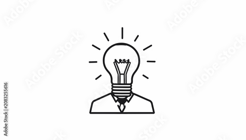 Tableau sur toile Businessman with lightbulb idea head.