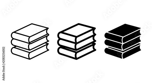 Foto Stack of Books Icons, Knowledge Symbols, Reading Collection, Education Graphics,