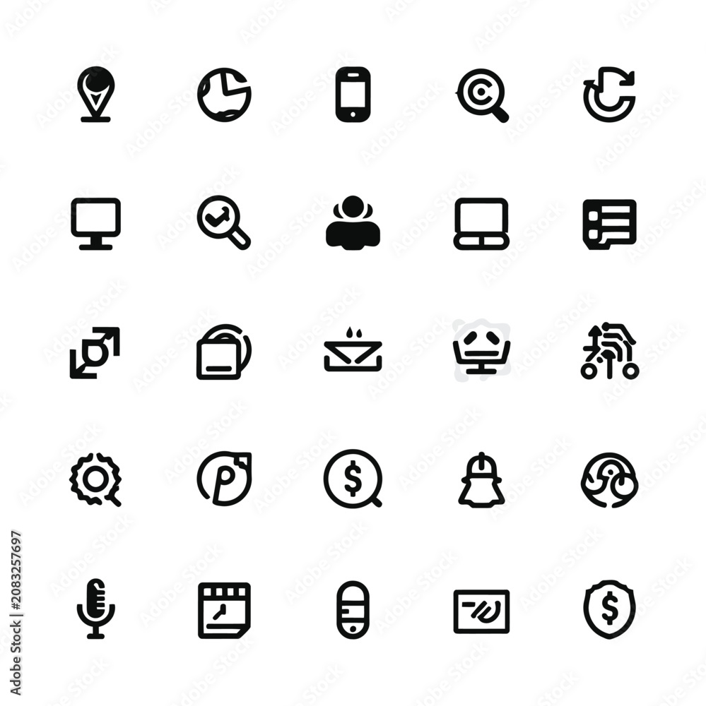 Fototapeta premium API development icon set, black and white vector 