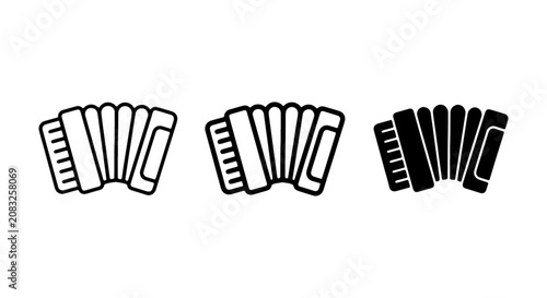 Foto Accordion Icons Set: Musical Instrument Vector Graphics, Folk Music Symbols, Acc